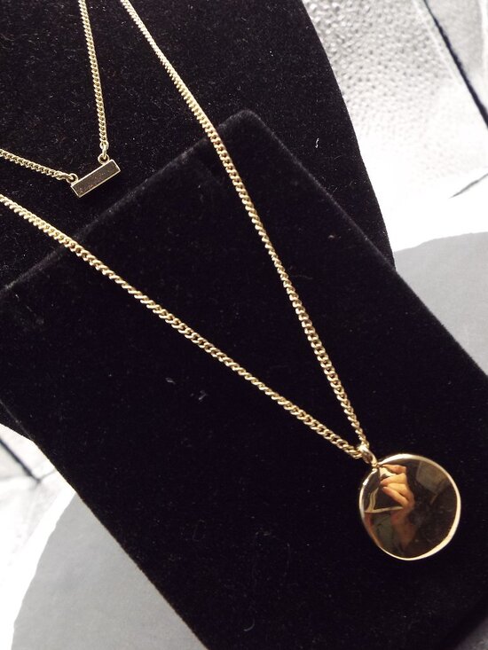 J. CREW SIMPLE SOPHISTICATED DOUBLE CHAIN GOLDEN DISK AND GOLDEN BAR NECKLACE 36 - Picture 7 of 7